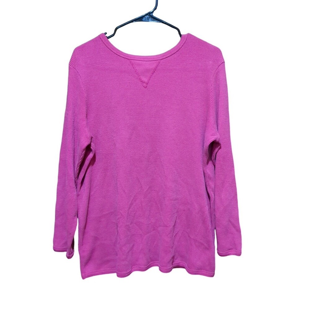 Woman Within Pullover Lg Thermal Long Sleeve Shirt Pink